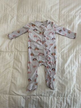 Caden Lane White Footed One-Piece with Multi-Color Rainbow Print